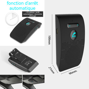 Kit mains libres pour voiture 10x6x2.1cm bluetooth 5.0 libre voiture bluetooth haut-parleur micro intégré avec clip bluetooth